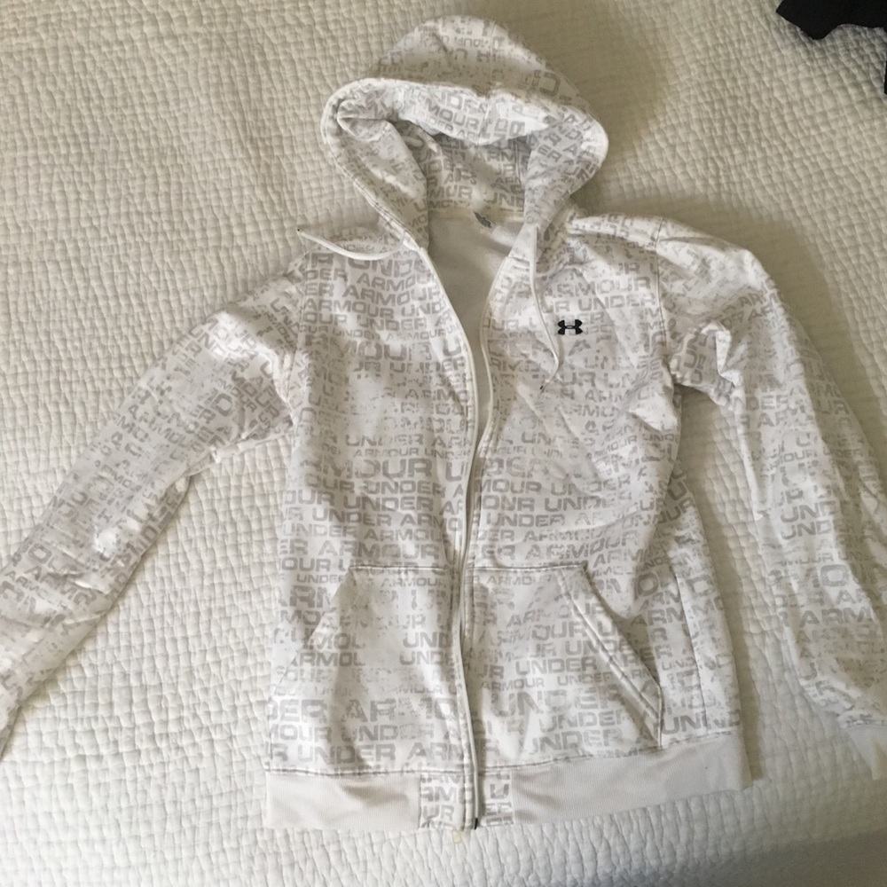 Under Armour white zip up hooded jacket